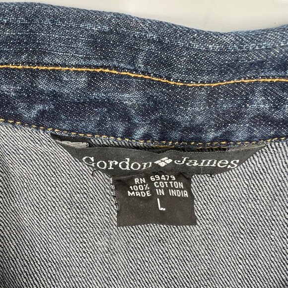 Gordon James Blue Embroidered Button-Up Denim Jacket | Size L - Picture 4 of 8